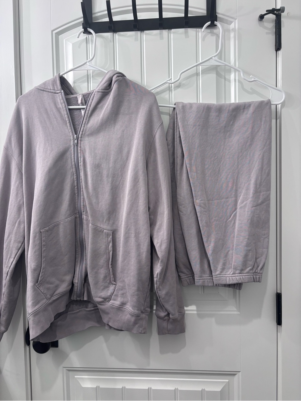 Skims Light Grey Cozy Zip Hoodie and Joggers Set
